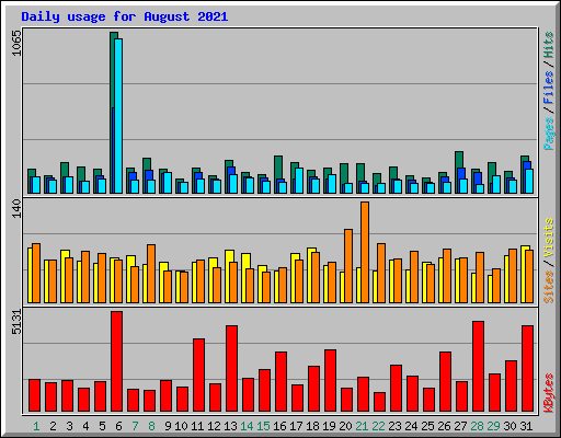 Daily usage for August 2021