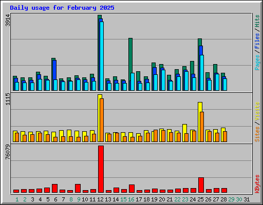 Daily usage for February 2025